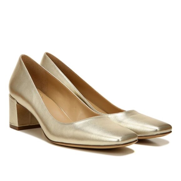 Naturalizer Karina Metallic Leather Block Heel Pumps - Picture 1 of 13